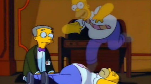 Homer Simpson having an out of body experience