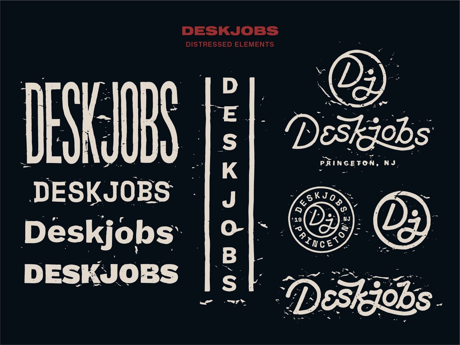 Deskjobs Brand Identity distressed elements