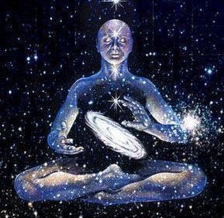 a man made of stars meditation with the galaxy in his hands