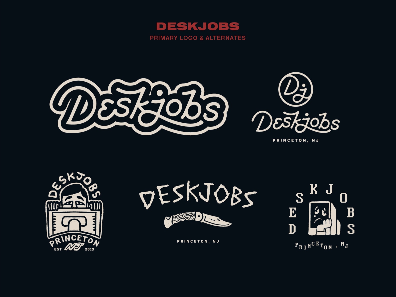 Deskjobs Brand Identity primary logo and alternates