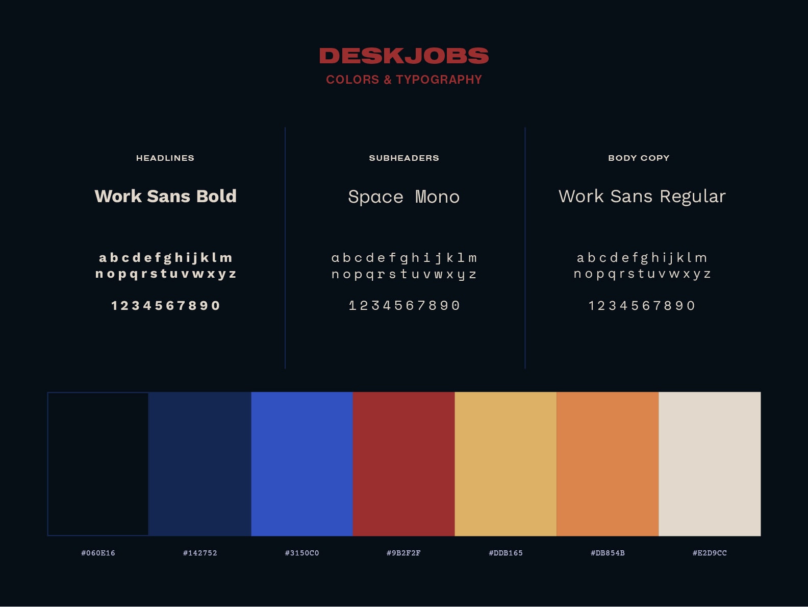 Deskjobs Brand Identity fonts and colors