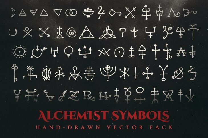 alchemist symbols vector pack