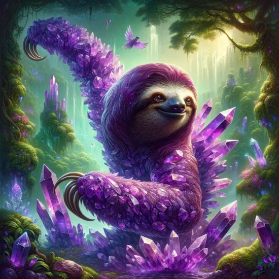 Amethyst Sloth created by DALLE-3 in ChatGPT Plus