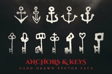 anchors and keys vector illustrations
