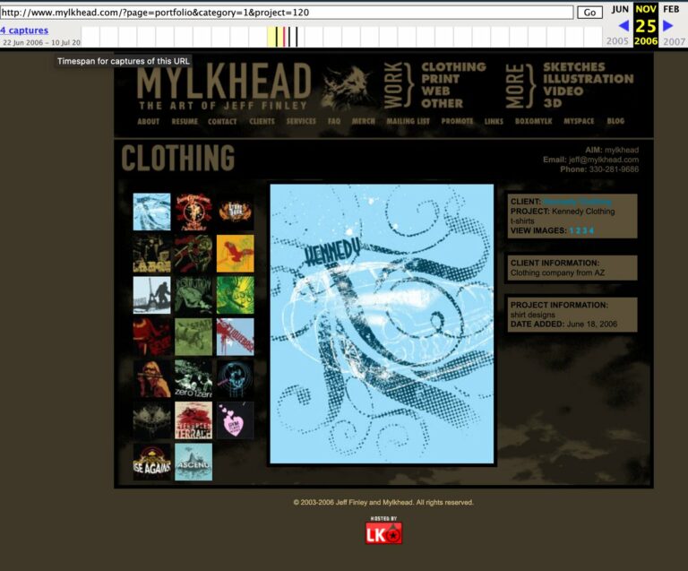 Mylkhead website from 2006
