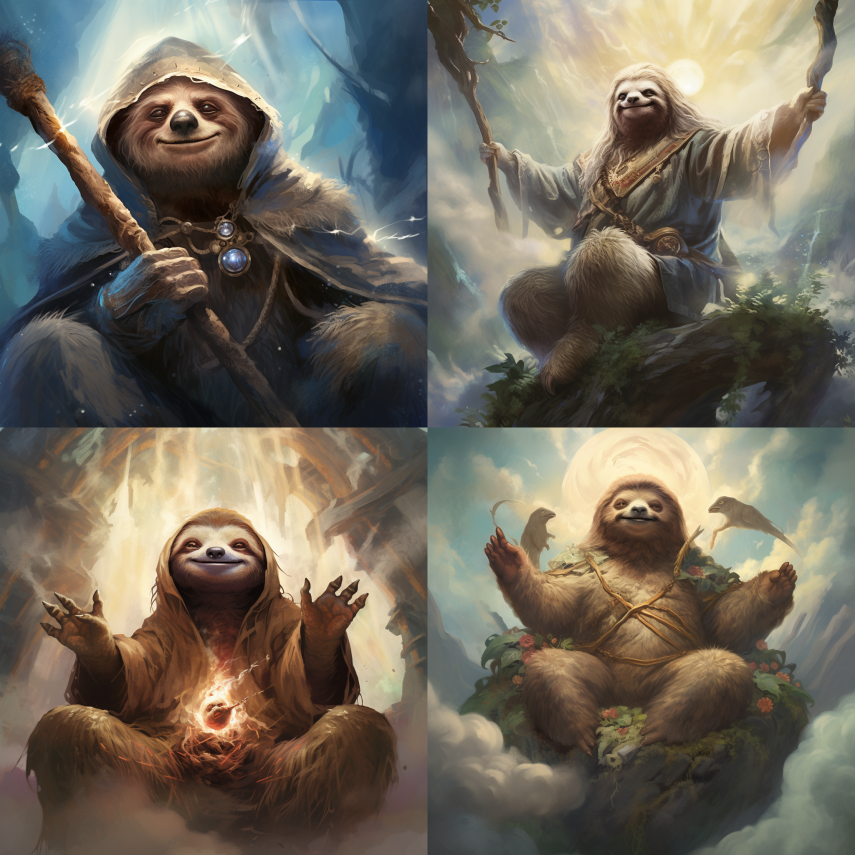 Mystical Sloth by Midjourney in 2023