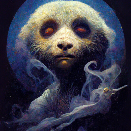 AI generated image of a mystical sloth, by Midjourney